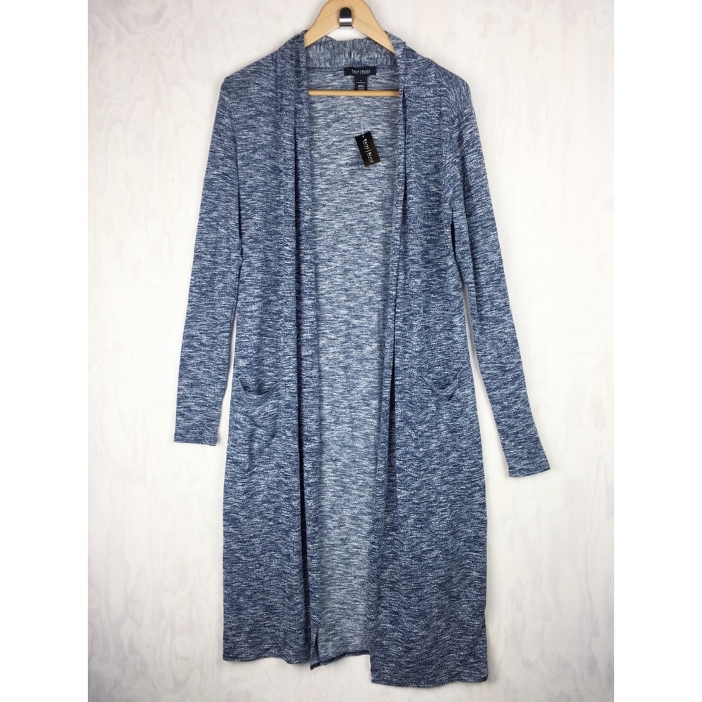 NWT WHBM long duster cardigan blue heather S
